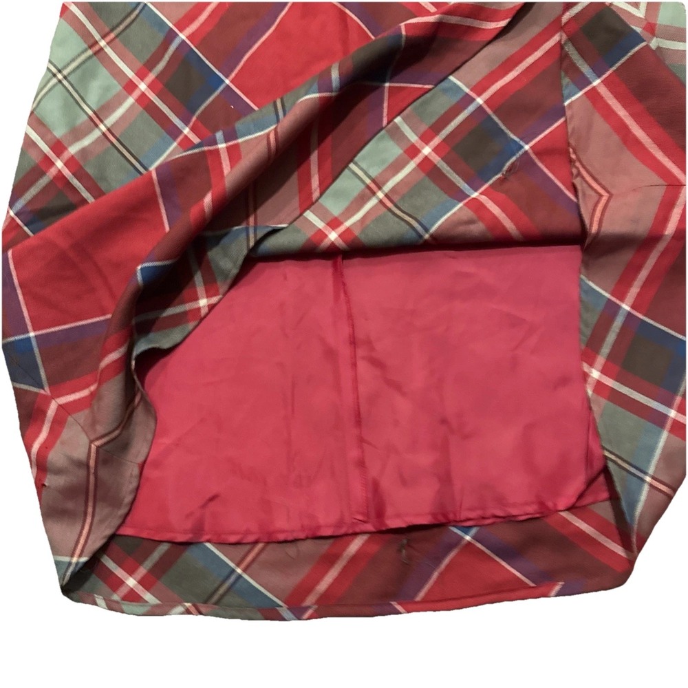 Lauren Ralph Lauren Red Tartan Plaid Wool Maxi Skirt Size 6 Vintage Repair - Picture 6 of 8